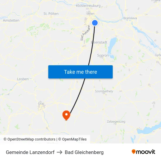 Gemeinde Lanzendorf to Bad Gleichenberg map