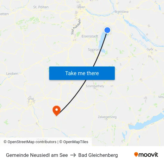 Gemeinde Neusiedl am See to Bad Gleichenberg map
