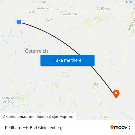 Redlham to Bad Gleichenberg map