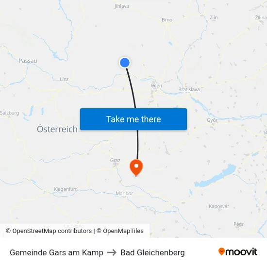 Gemeinde Gars am Kamp to Bad Gleichenberg map