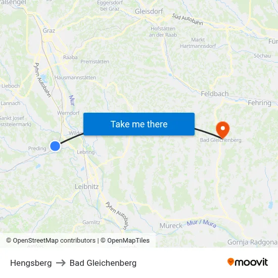 Hengsberg to Bad Gleichenberg map