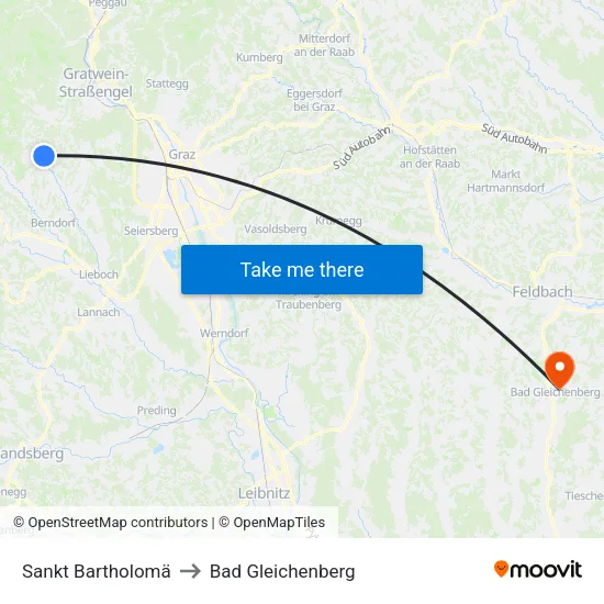 Sankt Bartholomä to Bad Gleichenberg map