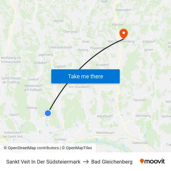 Sankt Veit In Der Südsteiermark to Bad Gleichenberg map