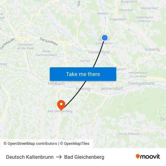 Deutsch Kaltenbrunn to Bad Gleichenberg map