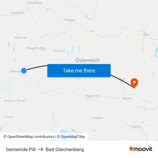 Gemeinde Pill to Bad Gleichenberg map
