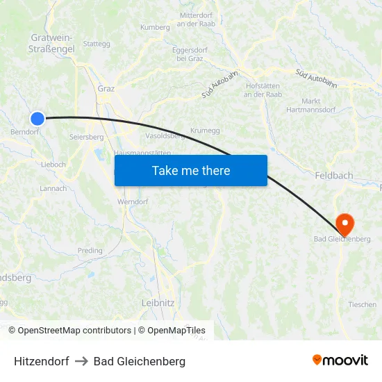 Hitzendorf to Bad Gleichenberg map