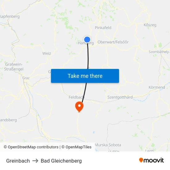 Greinbach to Bad Gleichenberg map