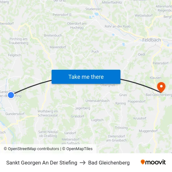 Sankt Georgen An Der Stiefing to Bad Gleichenberg map