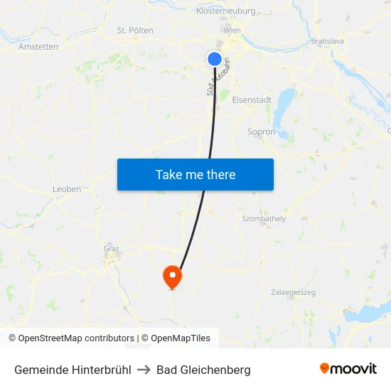 Gemeinde Hinterbrühl to Bad Gleichenberg map
