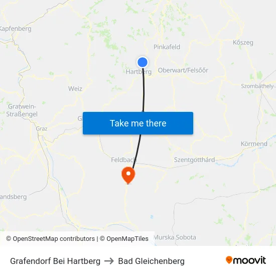 Grafendorf Bei Hartberg to Bad Gleichenberg map