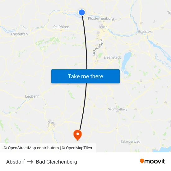 Absdorf to Bad Gleichenberg map