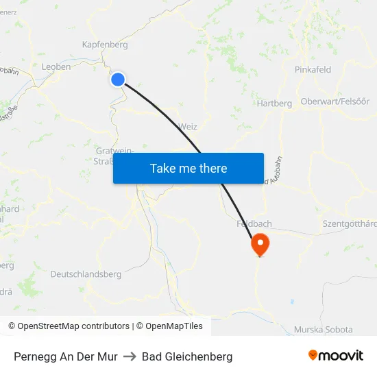 Pernegg An Der Mur to Bad Gleichenberg map