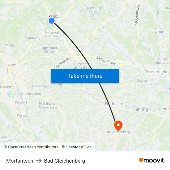 Mortantsch to Bad Gleichenberg map