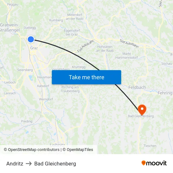 Andritz to Bad Gleichenberg map