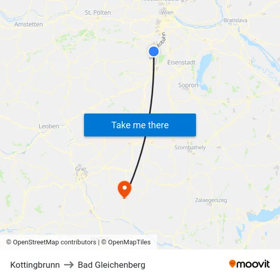 Kottingbrunn to Bad Gleichenberg map