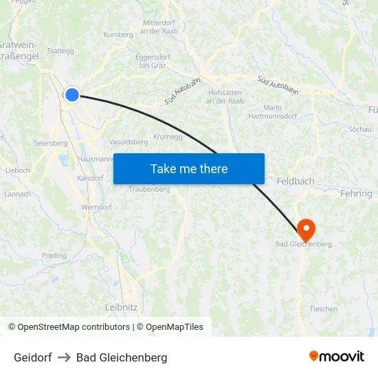 Geidorf to Bad Gleichenberg map