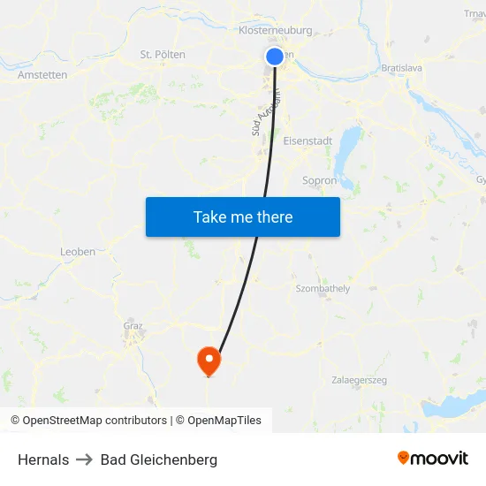 Hernals to Bad Gleichenberg map