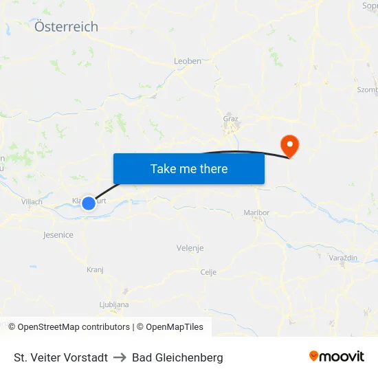 St. Veiter Vorstadt to Bad Gleichenberg map