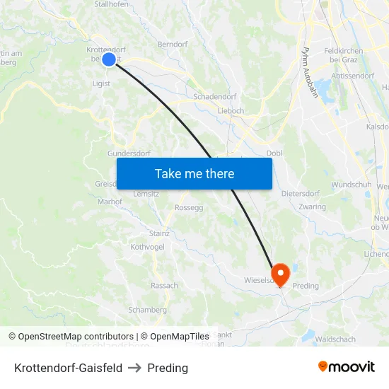 Krottendorf-Gaisfeld to Preding map