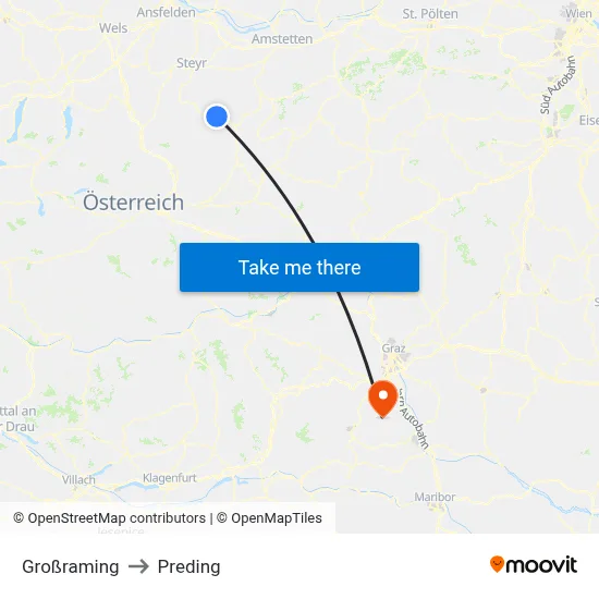 Großraming to Preding map