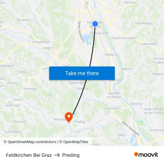 Feldkirchen Bei Graz to Preding map