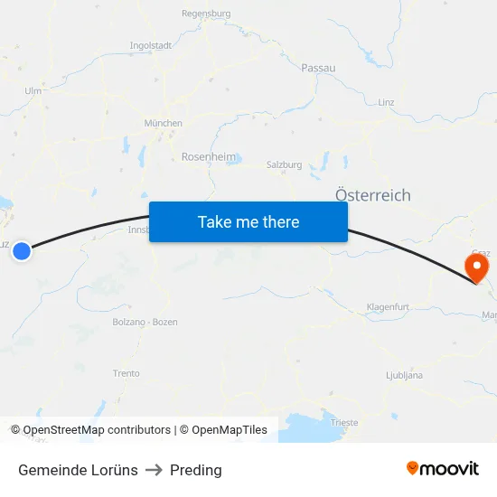 Gemeinde Lorüns to Preding map