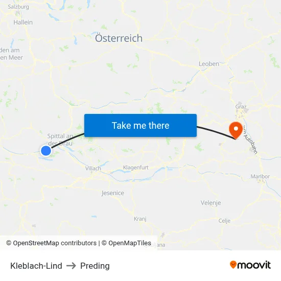 Kleblach-Lind to Preding map