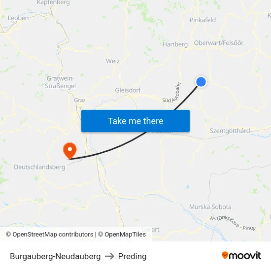 Burgauberg-Neudauberg to Preding map