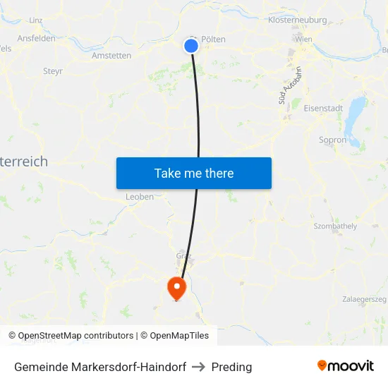 Gemeinde Markersdorf-Haindorf to Preding map