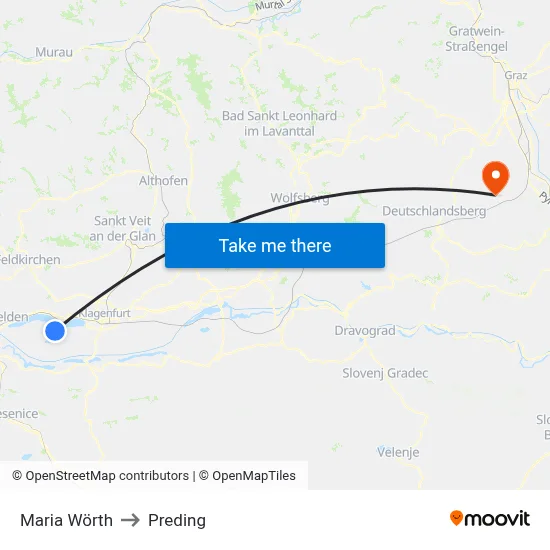 Maria Wörth to Preding map