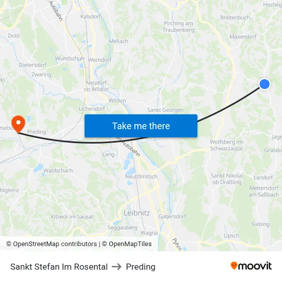 Sankt Stefan Im Rosental to Preding map