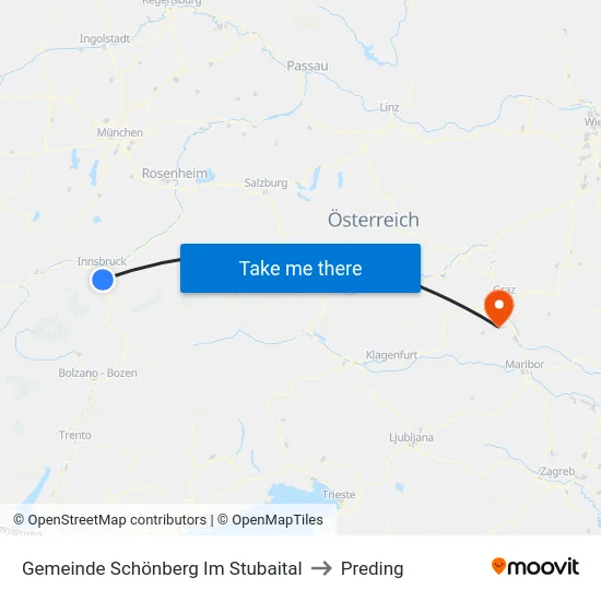 Gemeinde Schönberg Im Stubaital to Preding map