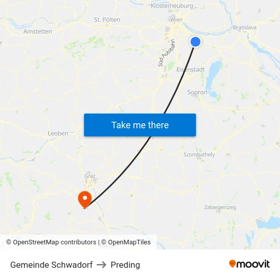 Gemeinde Schwadorf to Preding map
