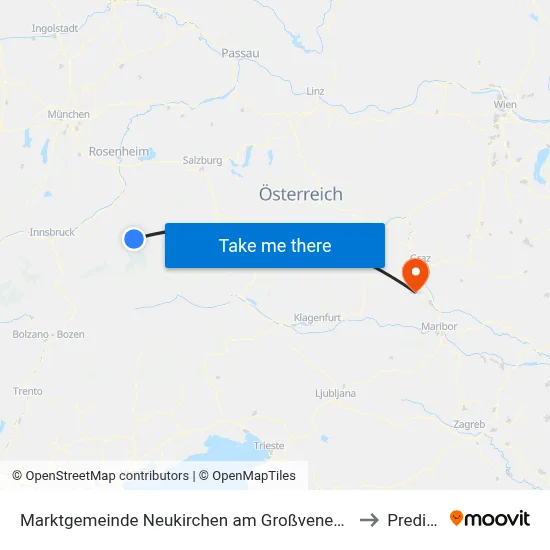 Marktgemeinde Neukirchen am Großvenediger to Preding map
