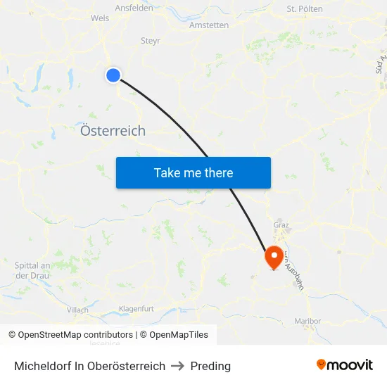 Micheldorf In Oberösterreich to Preding map