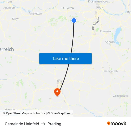 Gemeinde Hainfeld to Preding map