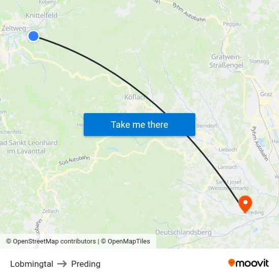 Lobmingtal to Preding map