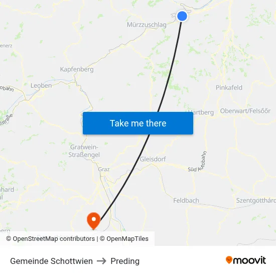 Gemeinde Schottwien to Preding map