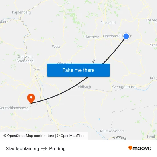 Stadtschlaining to Preding map