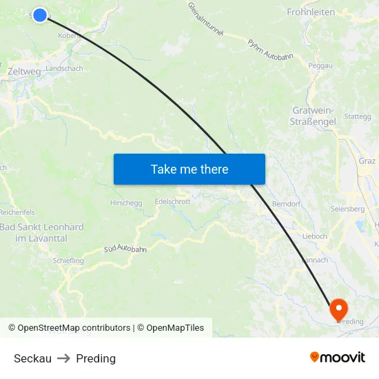 Seckau to Preding map