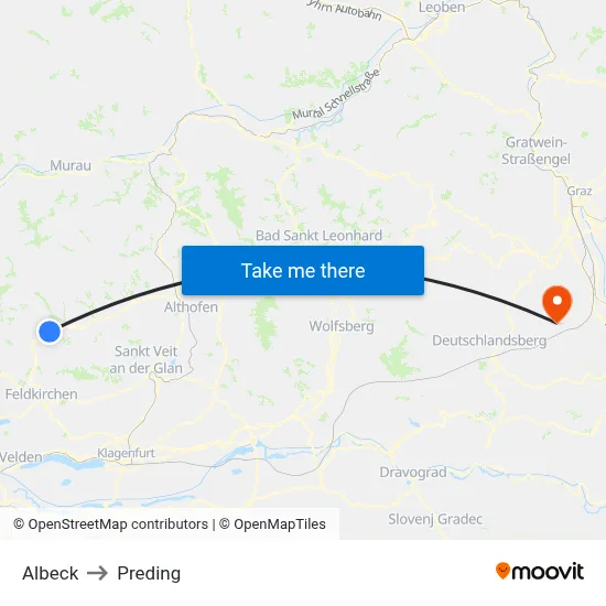 Albeck to Preding map