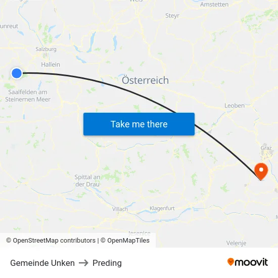 Gemeinde Unken to Preding map