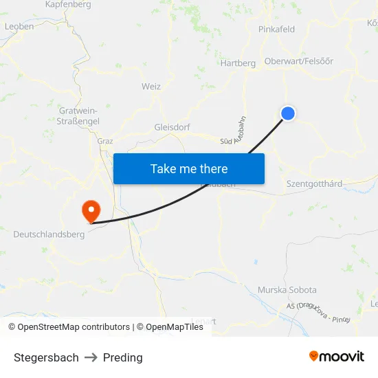 Stegersbach to Preding map