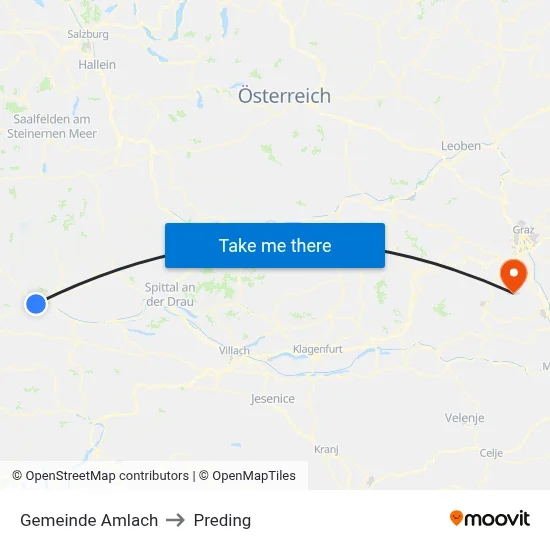 Gemeinde Amlach to Preding map