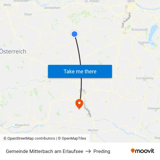 Gemeinde Mitterbach am Erlaufsee to Preding map