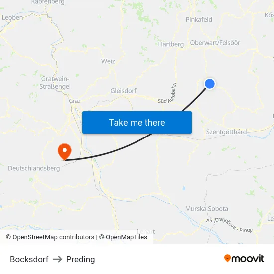 Bocksdorf to Preding map