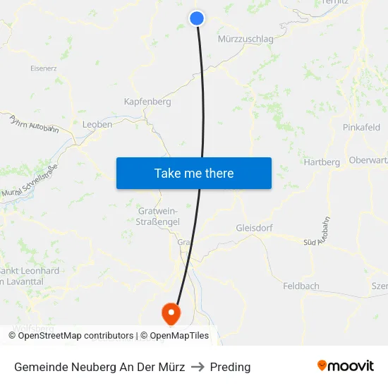 Gemeinde Neuberg An Der Mürz to Preding map