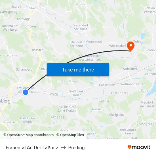 Frauental An Der Laßnitz to Preding map