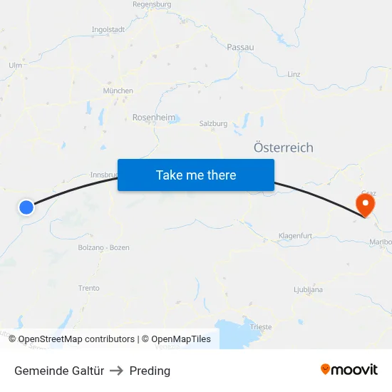 Gemeinde Galtür to Preding map