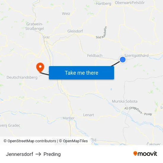 Jennersdorf to Preding map